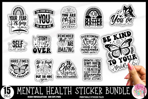 Mental Health Sticker Bundle Sublimation DESIGNS DARK 