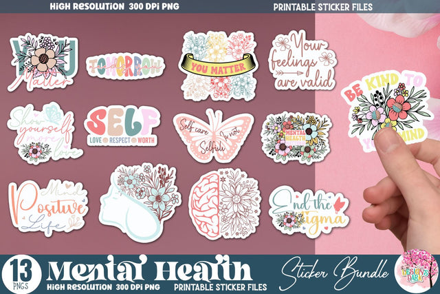 Mental Health Sticker Bundle Sublimation DESIGNS DARK 