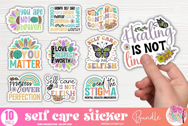 Mental Health Sticker Bundle Sublimation DESIGNS DARK 
