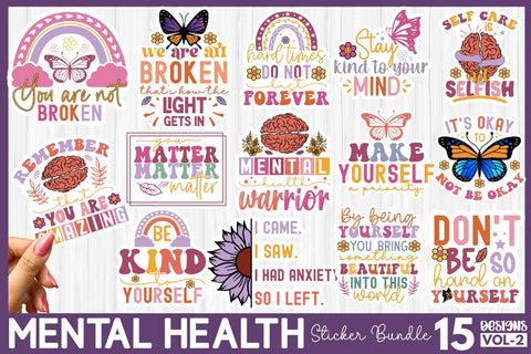 Mental Health Sticker Bundle SVG DESIGNS DARK 