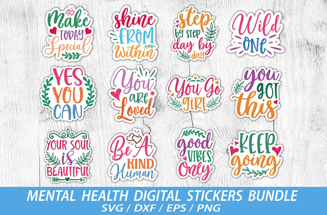 Mental Health Stickers Bundle, Inspirational stickers svg, Digital stickers bundle, Positivity stickers, Printable Stickers, Stickers Design SVG MD mominul islam 