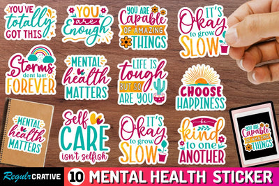 Mental Health Stickers Bundle Sublimation Regulrcrative 