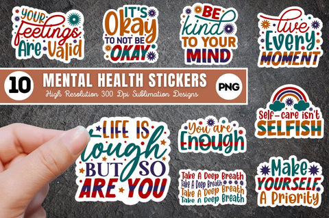 Mental Health Stickers Bundle Sublimation Regulrcrative 