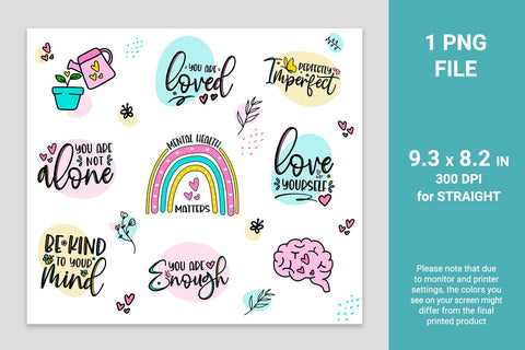 Mental Health Sublimation tumbler wrap, motivational tumbler, 20 oz skinny tumbler Sublimation KMarinaDesign 