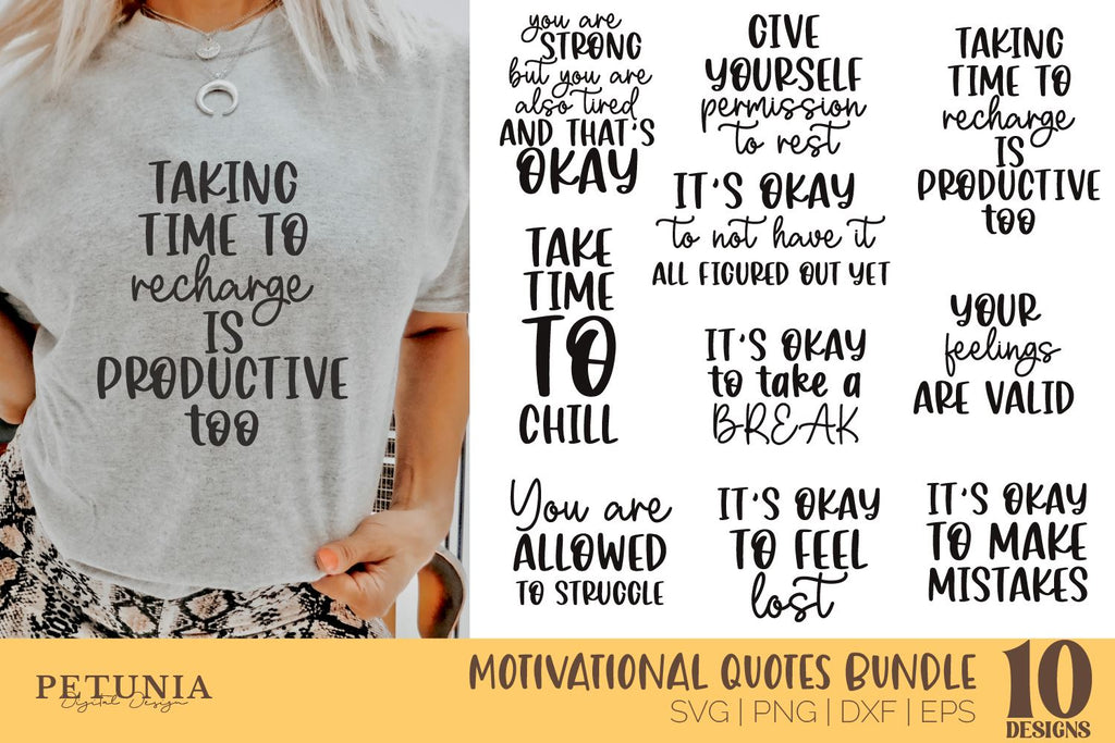 Mental Health SVG Bundle | Motivational Quotes SVG Bundle - So Fontsy