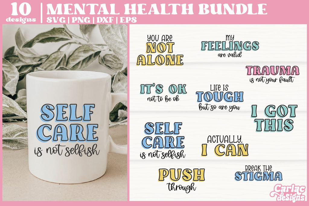 Mental Health SVG Bundle | Motivational SVG Bundle - So Fontsy