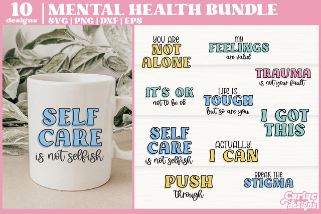 Mental Health SVG Bundle | Motivational SVG Bundle SVG Carla C Designs 
