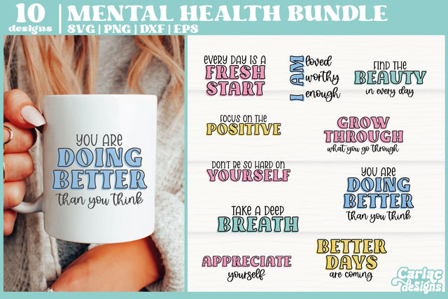 Mental Health SVG Bundle | Motivational SVG Bundle SVG Carla C Designs 