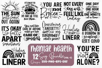 Mental Health SVG Bundle SVG DESIGNS DARK 