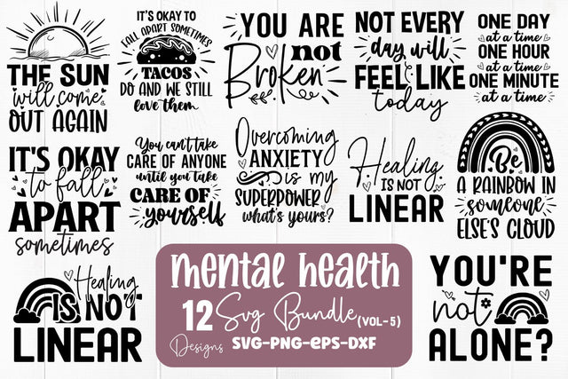 Mental Health SVG Bundle SVG DESIGNS DARK 