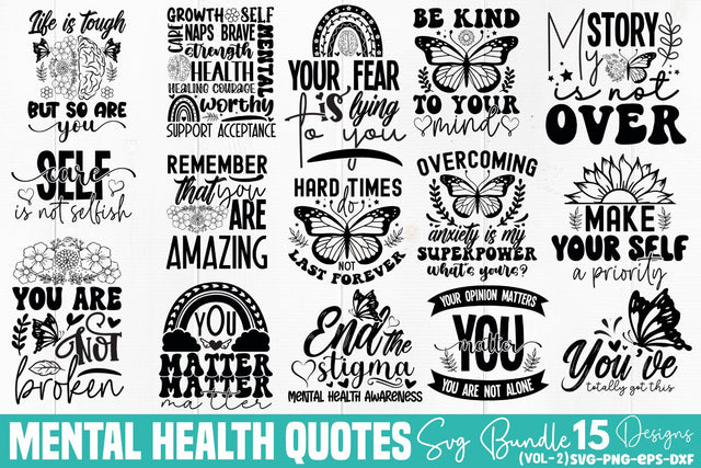 Mental Health SVG Bundle SVG DESIGNS DARK 