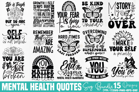 Mental Health SVG Bundle SVG DESIGNS DARK 