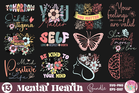 Mental Health SVG Bundle SVG DESIGNS DARK 