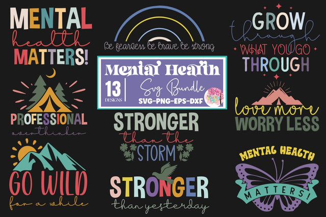 Mental Health SVG Bundle SVG DESIGNS DARK 