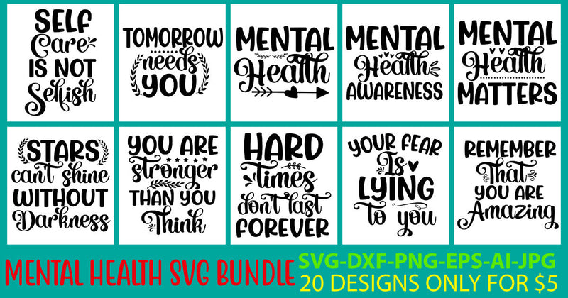 Mental Health Svg Bundle - So Fontsy