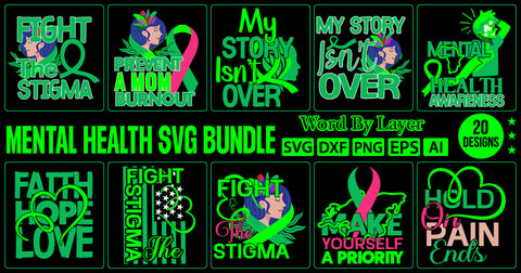 Mental Health Svg Bundle,SVGs,quotes-and-sayings,food-drink,mini-bundles,print-cut,on-sale, SVG DesignPlante 503 