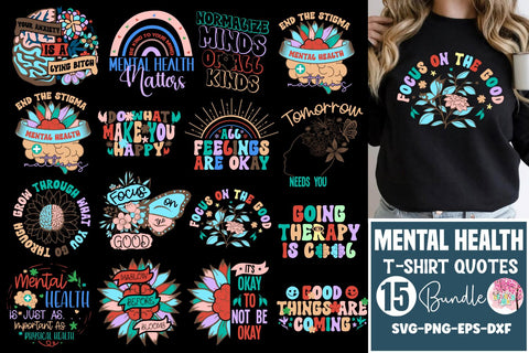 Mental Health T-Shirt Bundle SVG DESIGNS DARK 