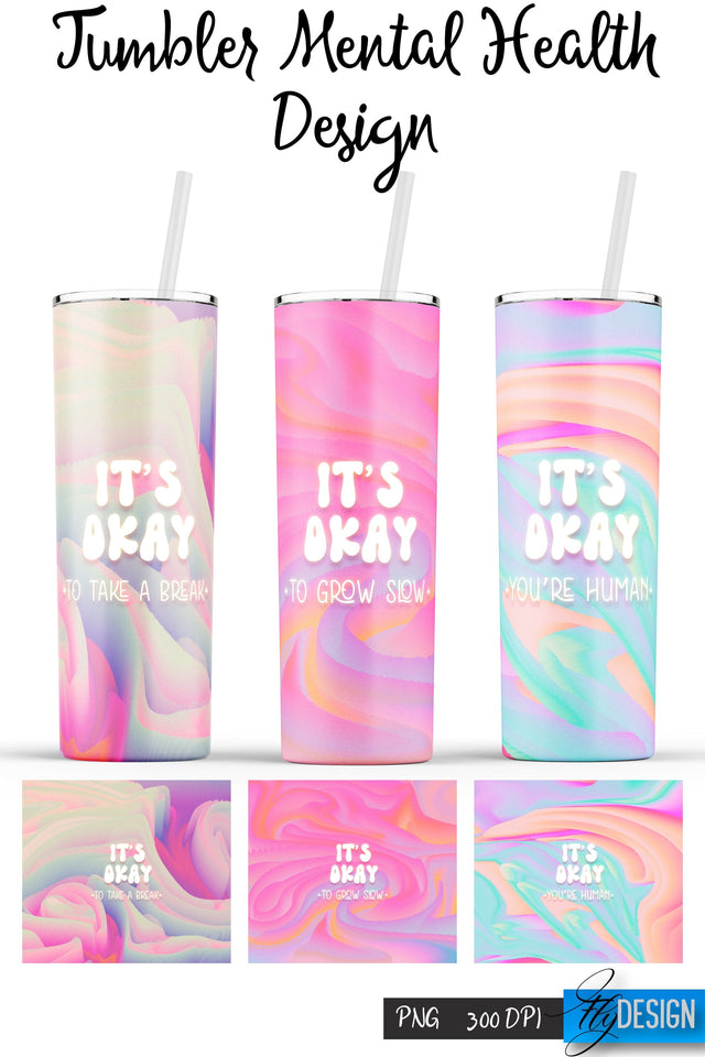 Mental Health Tumblers | PNG 20 Oz Tumbler | Tumbler Wrap Sublimation Fly Design 
