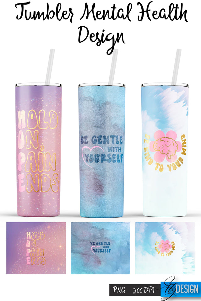 Mental Health Tumblers | PNG 20 Oz Tumbler | Tumbler Wrap Sublimation Fly Design 