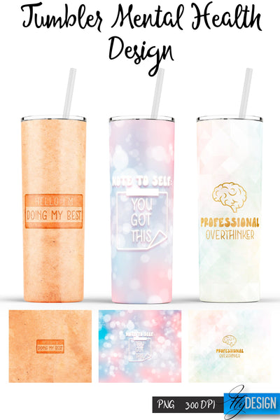 Mental Health Tumblers | PNG 20 Oz Tumbler | Tumbler Wrap Sublimation Fly Design 