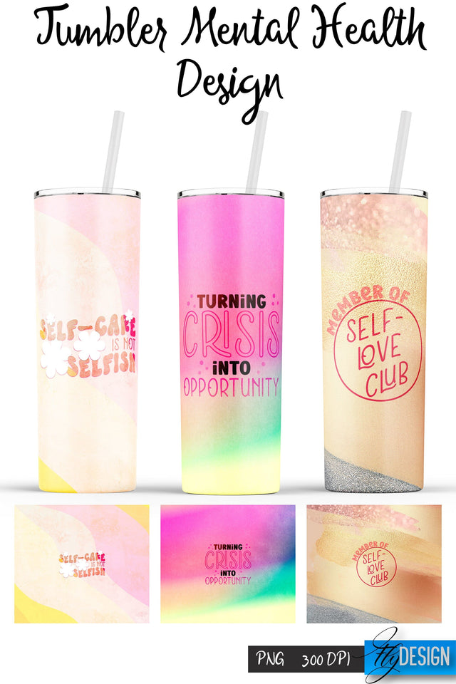 Mental Health Tumblers | PNG 20 Oz Tumbler | Tumbler Wrap Sublimation Fly Design 