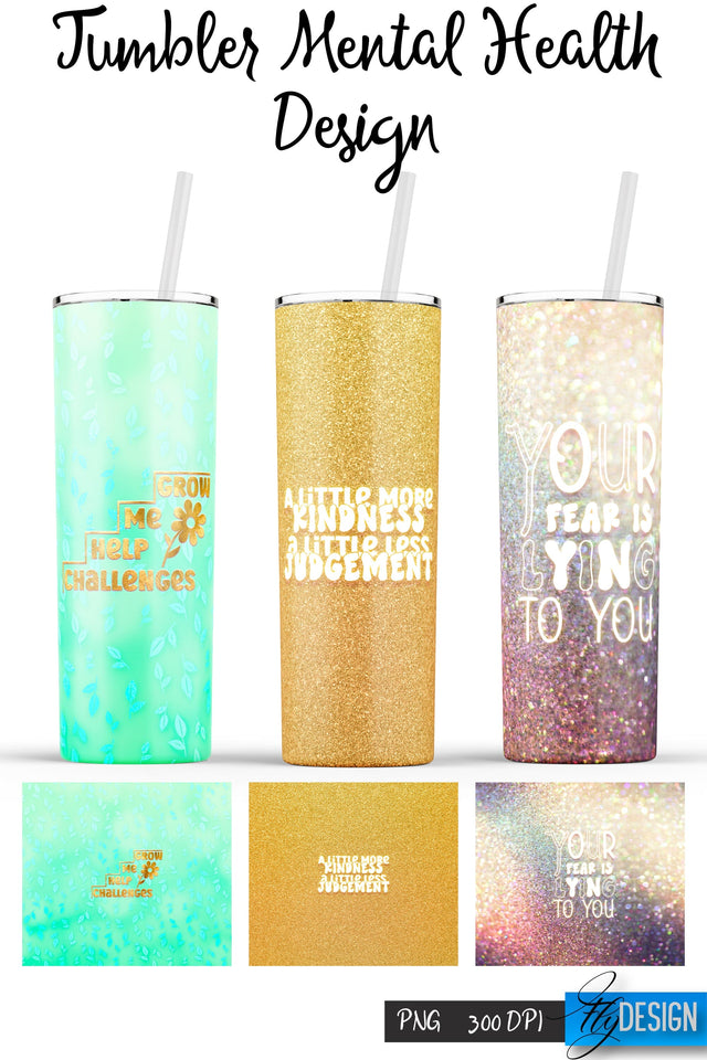 Mental Health Tumblers | PNG 20 Oz Tumbler | Tumbler Wrap Sublimation Fly Design 