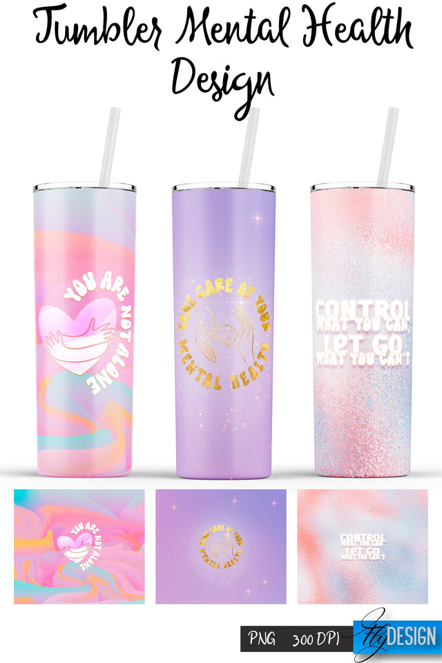 Mental Health Tumblers | PNG 20 Oz Tumbler | Tumbler Wrap Sublimation Fly Design 