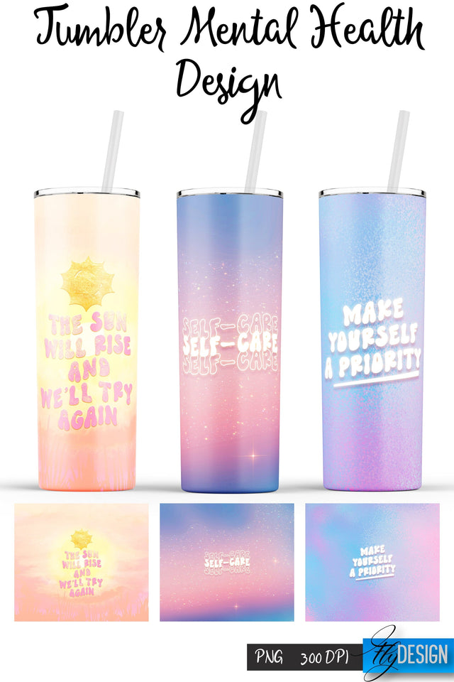 Mental Health Tumblers | PNG 20 Oz Tumbler | Tumbler Wrap Sublimation Fly Design 