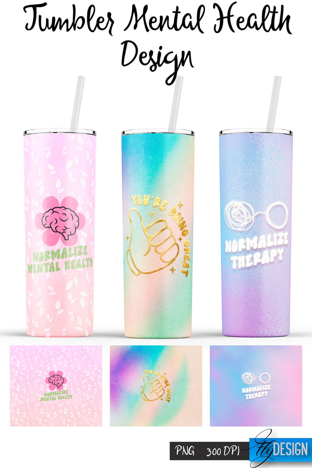 Mental Health Tumblers | PNG 20 Oz Tumbler | Tumbler Wrap Sublimation Fly Design 