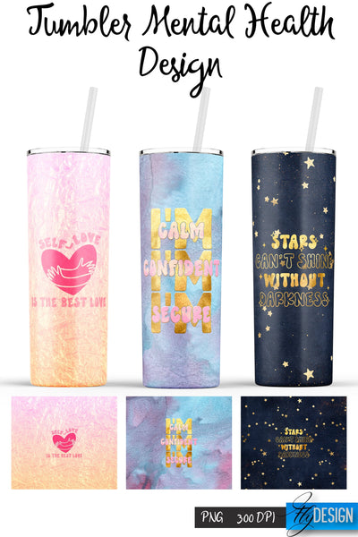 Mental Health Tumblers | PNG 20 Oz Tumbler | Tumbler Wrap Sublimation Fly Design 