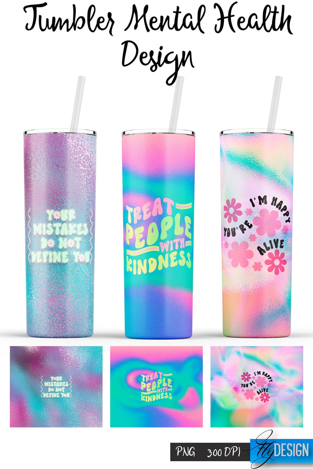 Mental Health Tumblers | PNG 20 Oz Tumbler | Tumbler Wrap Sublimation Fly Design 