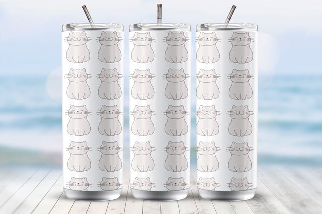 Meow Cat Pattern 20 Oz Tumbler Wrap Sublimation Design Sublimation MockupSvgVenue 