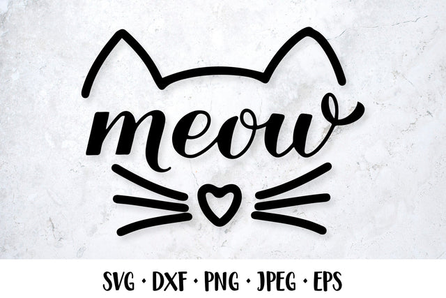 Meow lettering. Cat face. Kitten muzzle SVG LaBelezoka 
