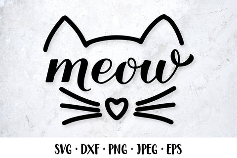 Meow lettering. Cat face. Kitten muzzle SVG LaBelezoka 