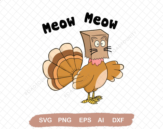 Meow Meow Funny Turkey Thanksgiving Shirt, Thanksgiving Shirt, Autumn Shirt, Fall Vibes, Thanksgiving Turkey Shirt, Family Thanksgiving Tee SVG DiamondDesign 