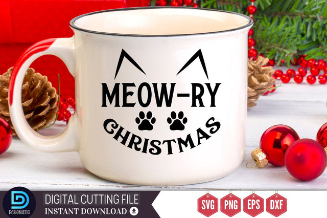 Meow-ry christmas SVG, Meow-ry christmas SVG DESIGNISTIC 