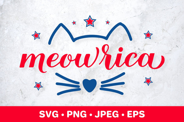 Meowrica. American cat. 4th of July pun. Patriotic SVG SVG LaBelezoka 