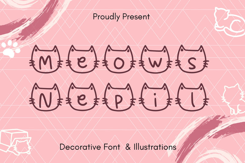 Meows Nepil Font and Illustration Font Aisyah 