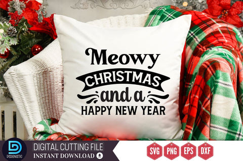 Meowy christmas and a happy new year SVG SVG DESIGNISTIC 