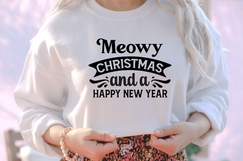 Meowy christmas and a happy new year SVG SVG DESIGNISTIC 