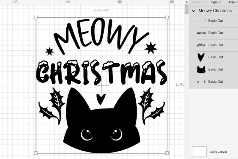Meowy Christmas Cat Ornament SVG Funny Christmas Round Sign - So Fontsy