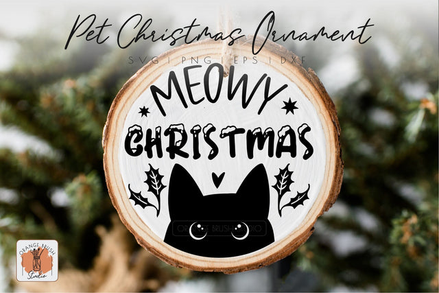 Meowy Christmas Cat Ornament SVG Funny Christmas Round Sign SVG OrangeBrushStudio 