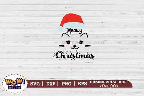 Meowy Christmas svg, Christmas svg, Santa svg, Dxf, Png SVG Wowsvgstudio 