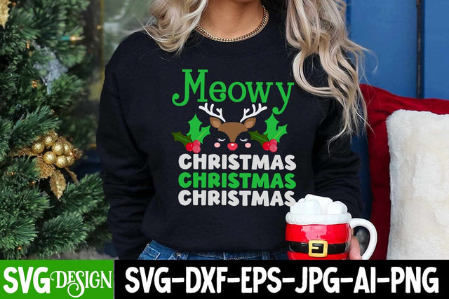 Meowy Christmas SVG Cut File, Meowy Christmas Sublimation Design, Christmas SVG Cut File, Christmas SVG Quotes, Merry Christmas SVG Design, Christnmas Sublimation PNG SVG BlackCatsMedia 