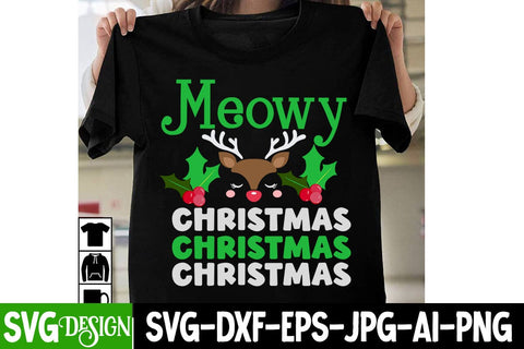 Meowy Christmas SVG Cut File, Meowy Christmas Sublimation Design, Christmas SVG Cut File, Christmas SVG Quotes, Merry Christmas SVG Design, Christnmas Sublimation PNG SVG BlackCatsMedia 