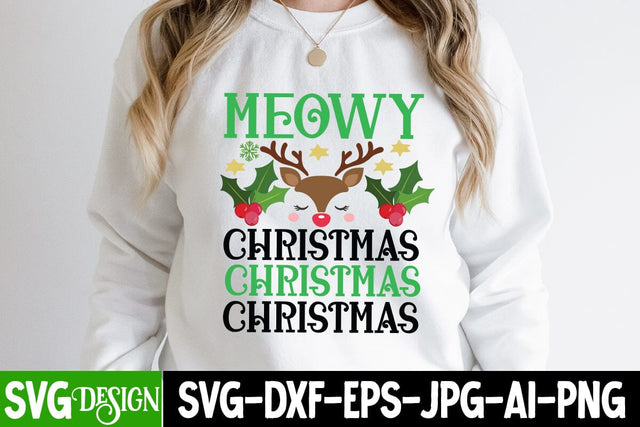 Meowy Christmas SVG Cut File, Meowy Christmas SVG Design, Meowy Christmas PNG, Christmas SVG Design, Christmas SVG Cut File, Christmas SVG Quotes, Merry Christmas SVG Design, Christnmas Sublimation PNG SVG BlackCatsMedia 