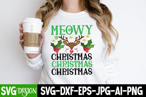 Meowy Christmas SVG Cut File, Meowy Christmas SVG Design, Meowy Christmas PNG, Christmas SVG Design, Christmas SVG Cut File, Christmas SVG Quotes, Merry Christmas SVG Design, Christnmas Sublimation PNG SVG BlackCatsMedia 