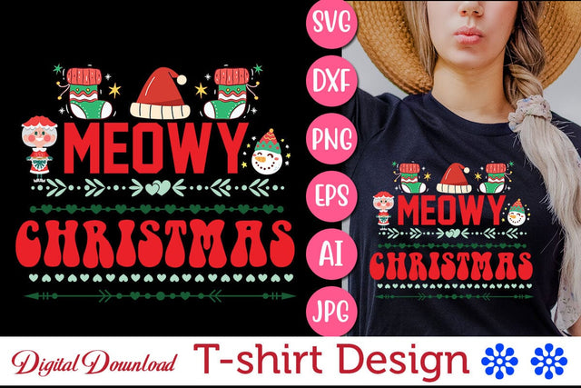 Meowy Christmas SVG Cut File SVG Newmockups 