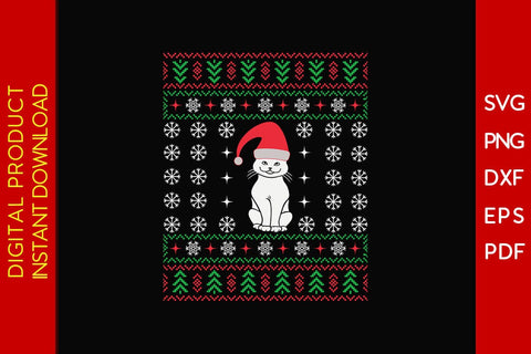 Meowy Christmas Ugly Sweater Design SVG PNG EPS Cut File SVG Creativedesigntee 
