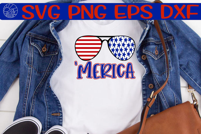 Merica - Glasses - Red White Blue - SVG PNG DXF EPS SVG On the Beach Boutique 